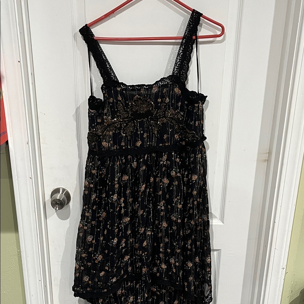 Zara Black and Brown Floral Maxi Dress